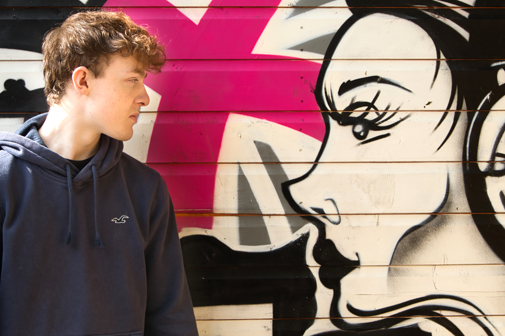 Portrait of boy and country